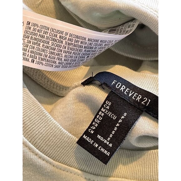 Embroidered mushroom ruched crop top Forever 21 sage green cotton - Picture 5 of 5